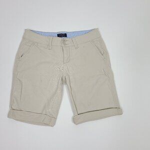 U.S. Polo Assn. Rolled Cuff Stretch Chino Shorts Khaki Beige Size 3/4 Cotton